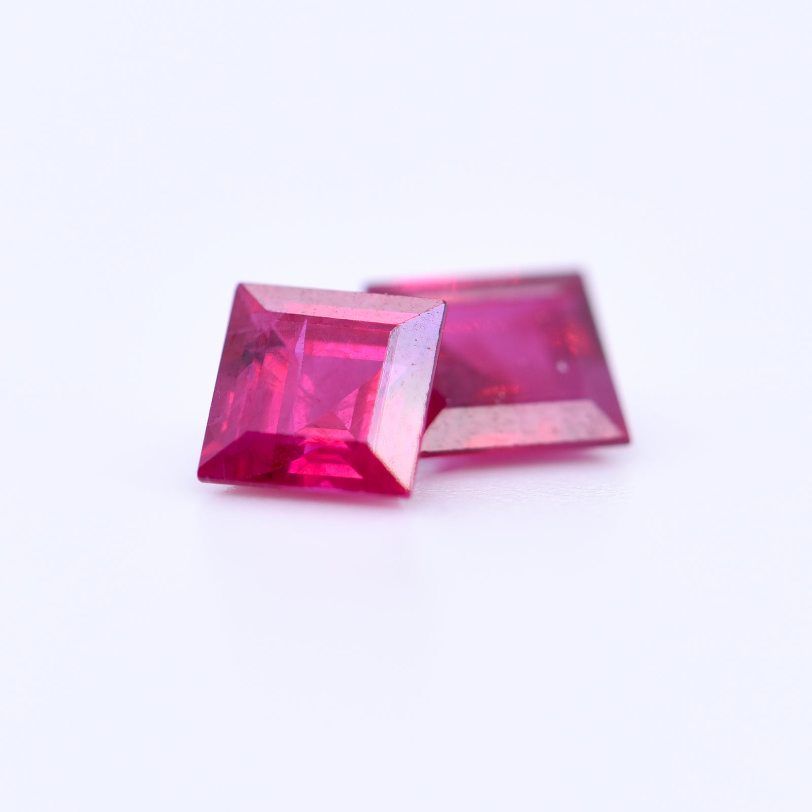 4.5x4.5 Square Step Cut Pink Rubies