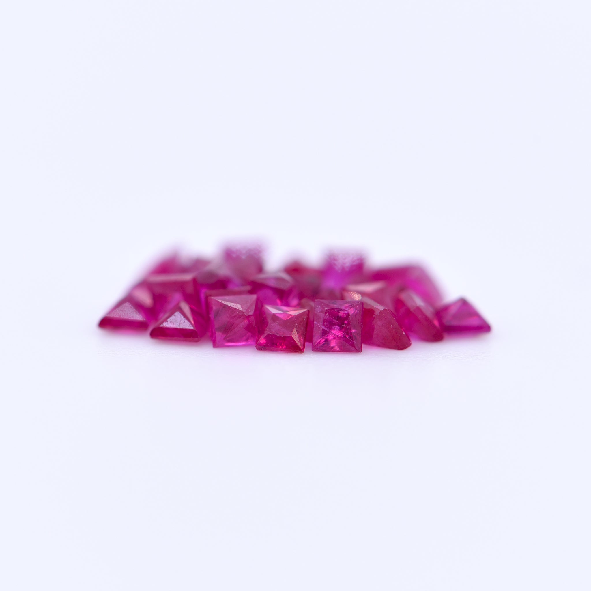 1.75x1.75 Square Princess Cut Pink Rubies