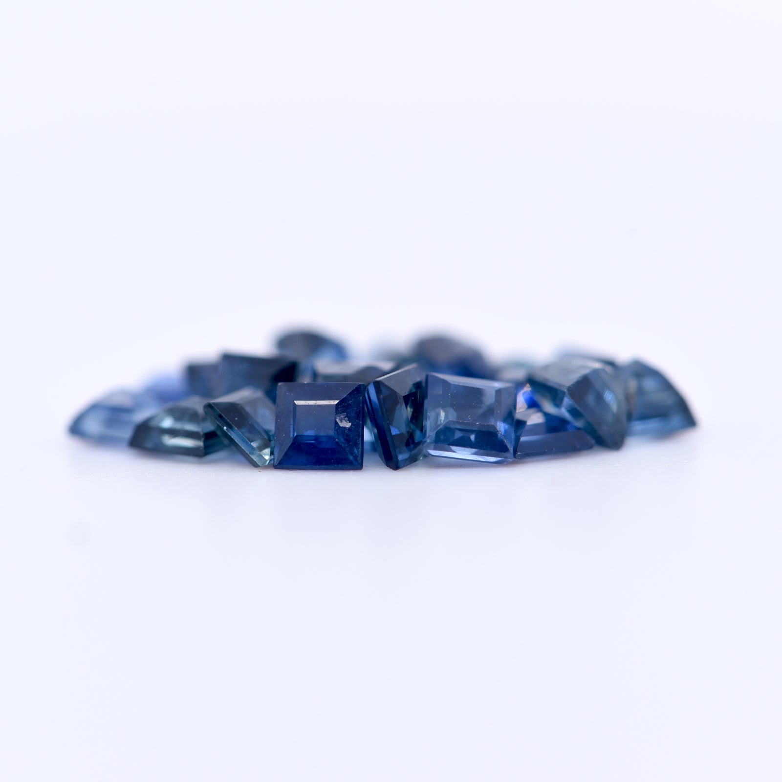 3x3 Square Step Cut Blue Sapphires