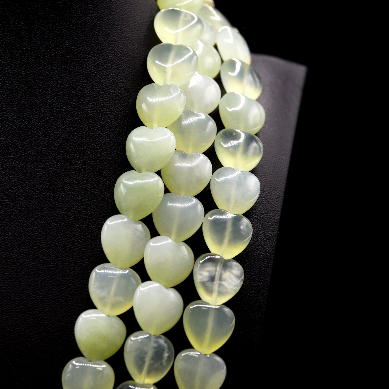 14mm Heart Green Serpentine Bead Strings