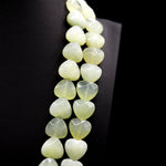 14mm Faceted Heart Green Serpentine Bead Strings