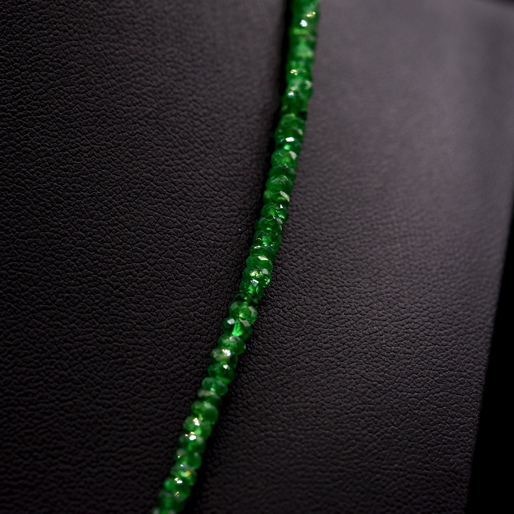 3mm Faceted Button Green Tsavorite Bead Strings