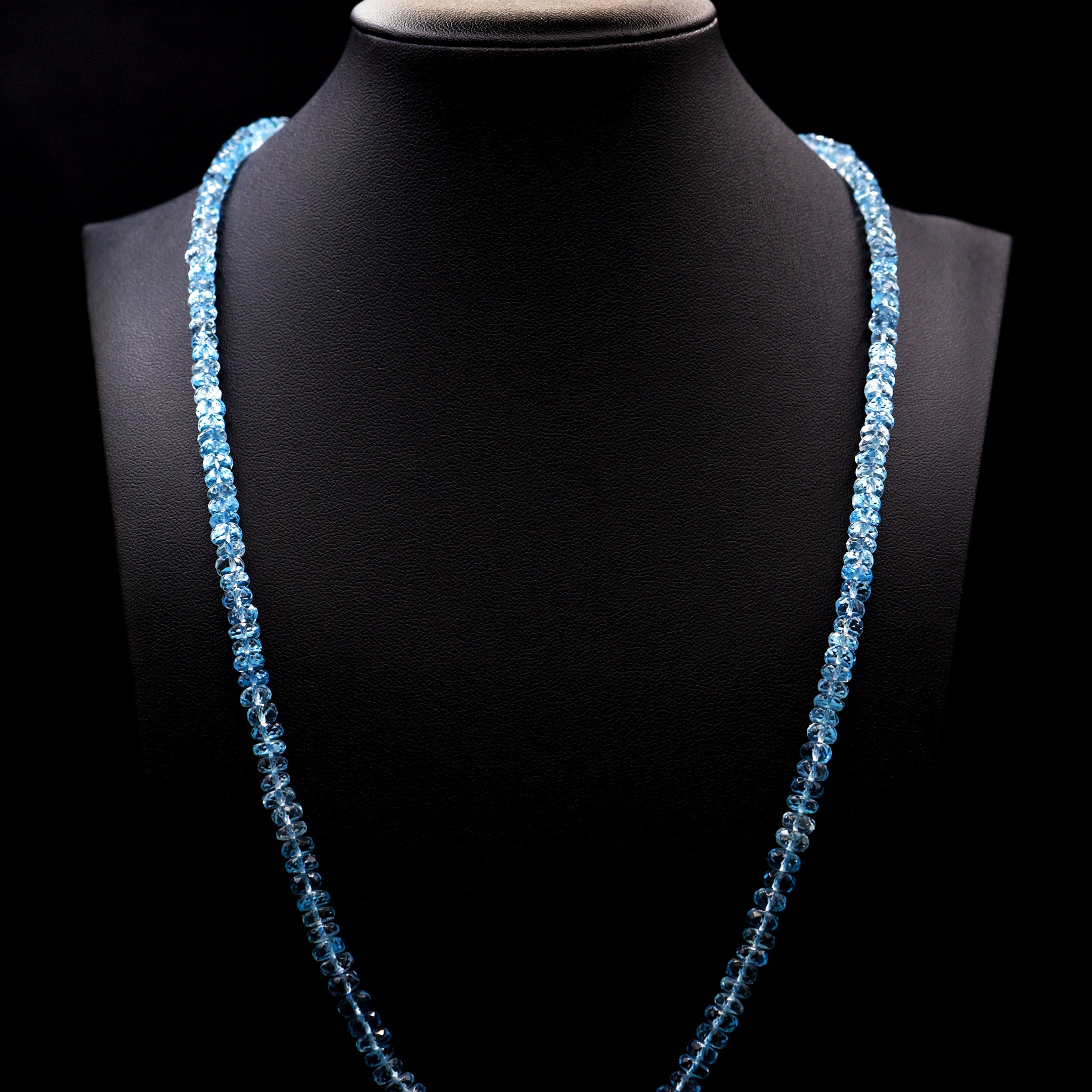 4.5mm Faceted Button Blue Topaz Bead Strings