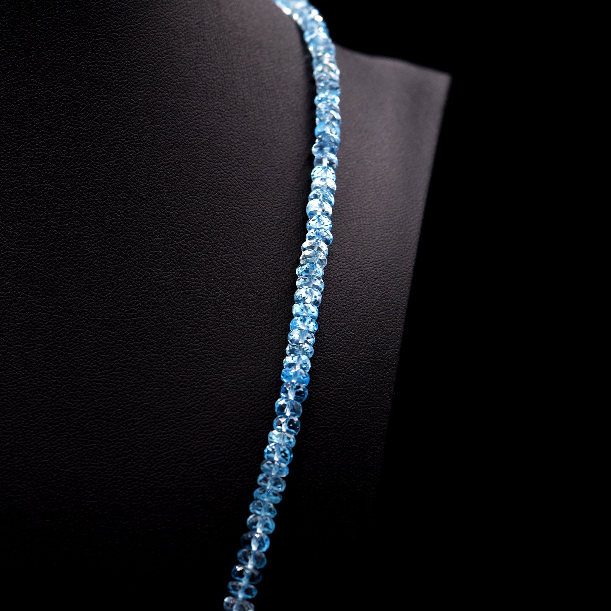 4.5mm Faceted Button Blue Topaz Bead Strings