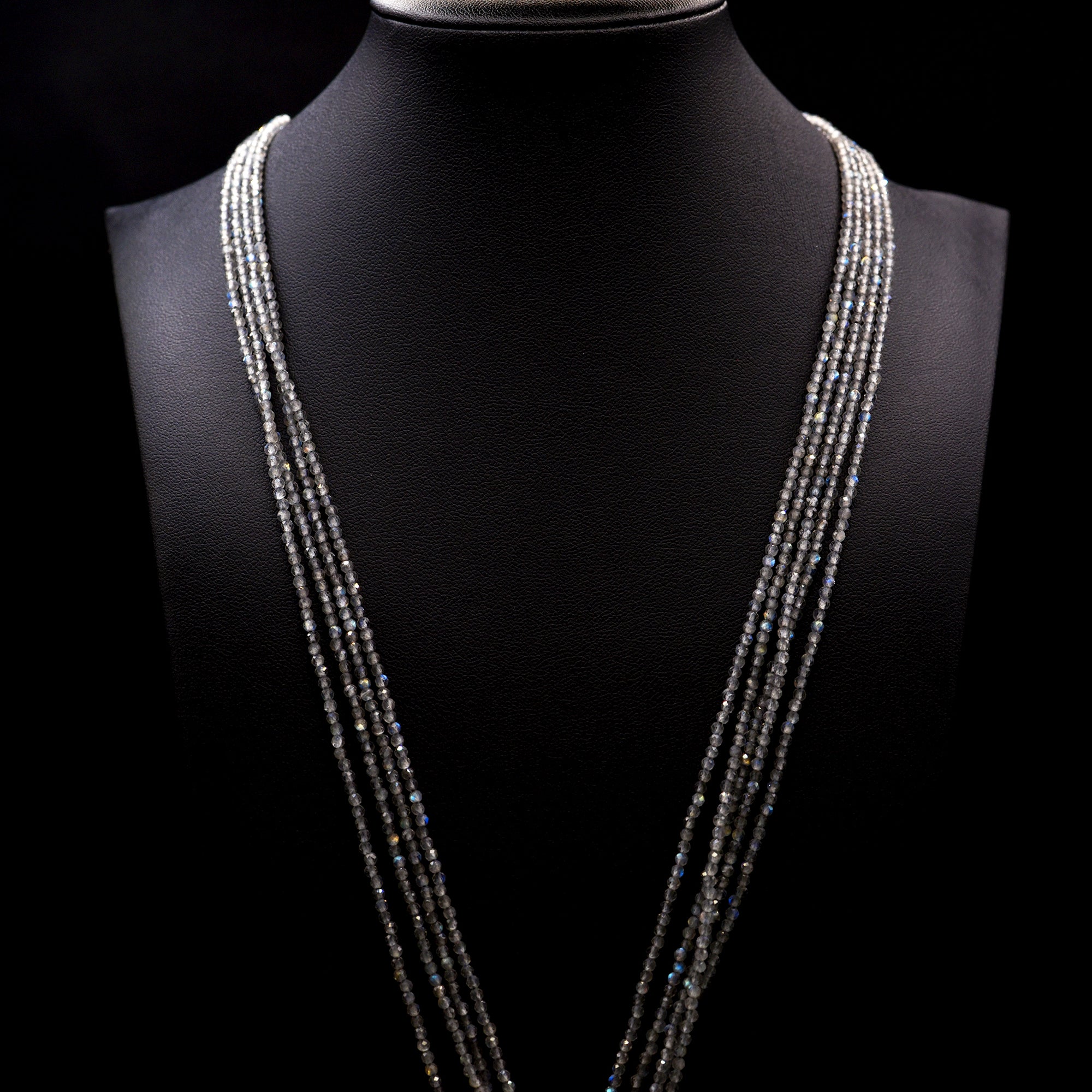 2mm Faceted Round Grey Labradorite Bead Strings