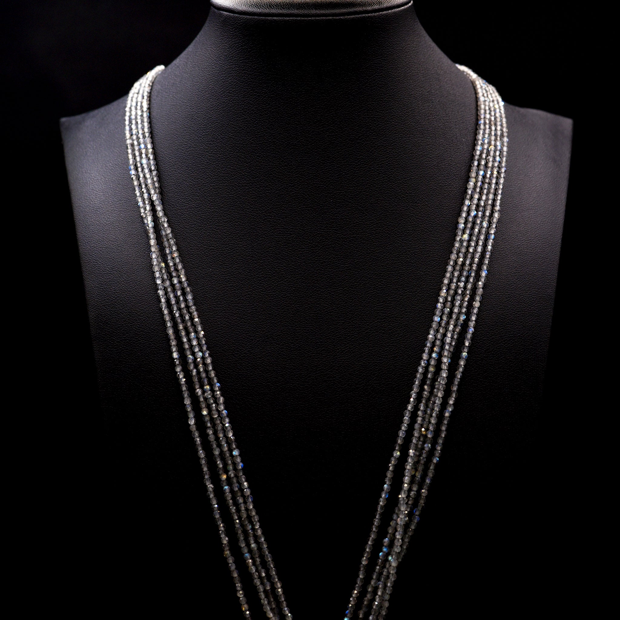 2mm Faceted Round Grey Labradorite Bead Strings