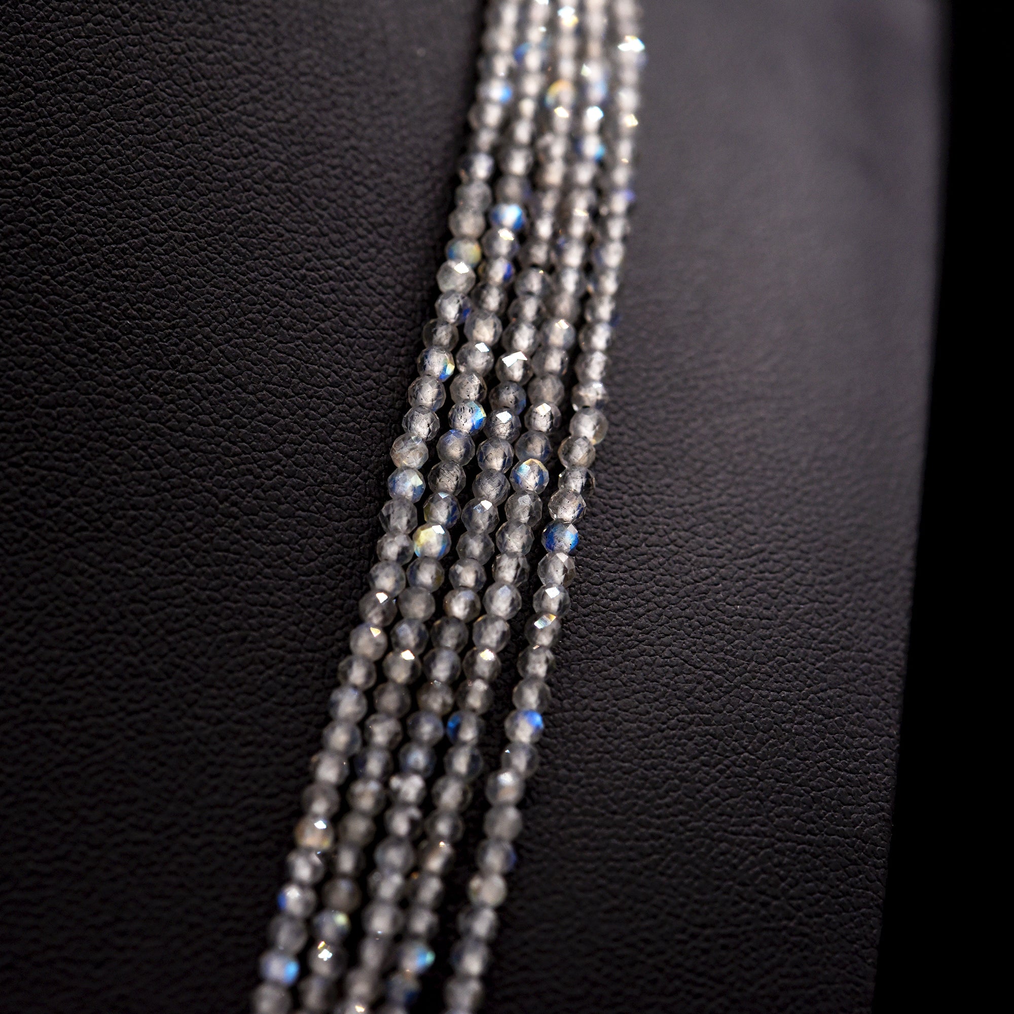 2mm Faceted Round Grey Labradorite Bead Strings
