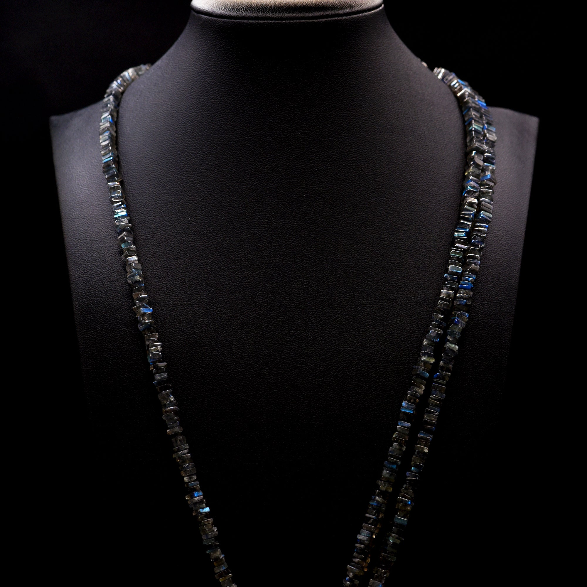 4mm Square Grey-Blue Labradorite Bead Strings