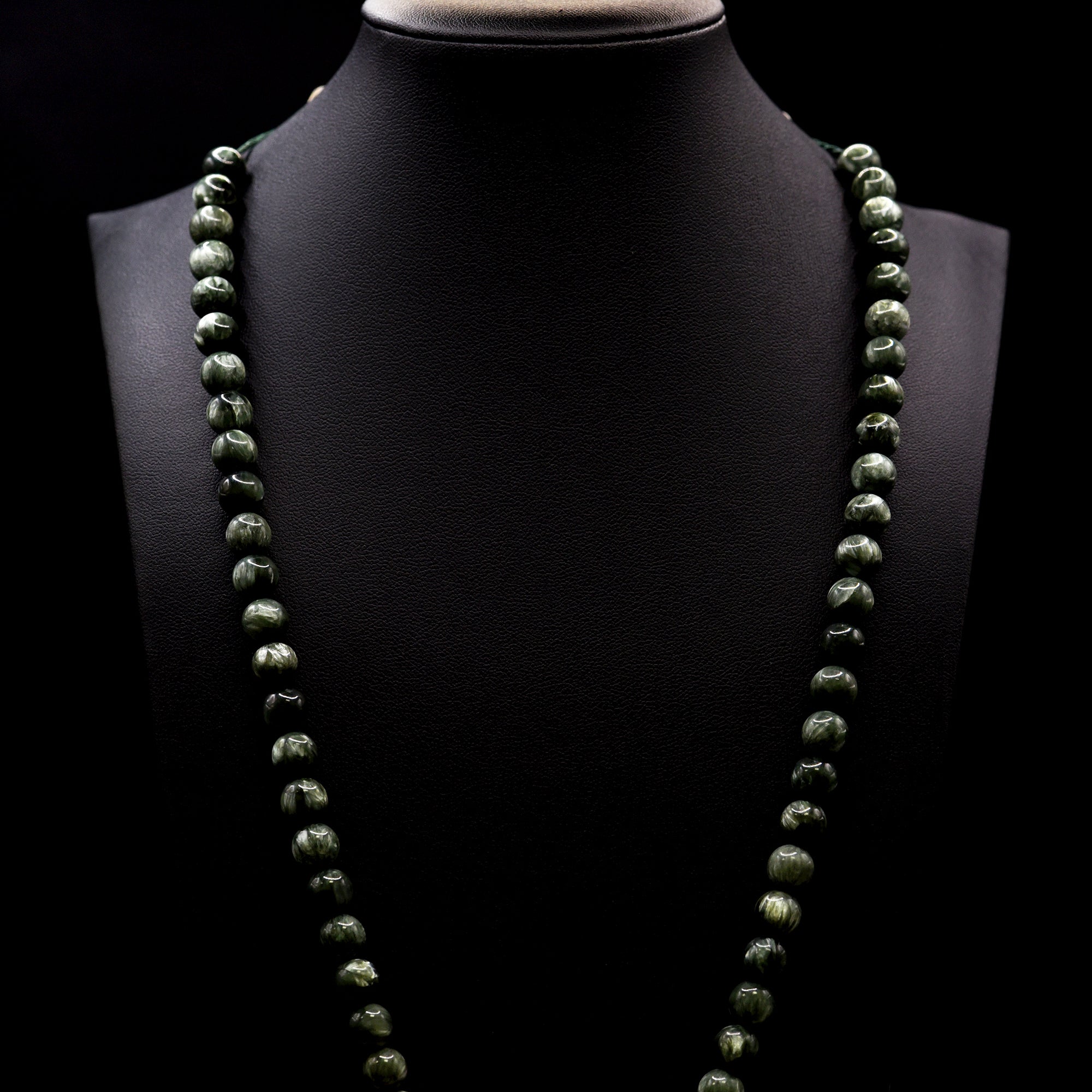 8mm Round Mixed Green Seraphinite Bead Strings