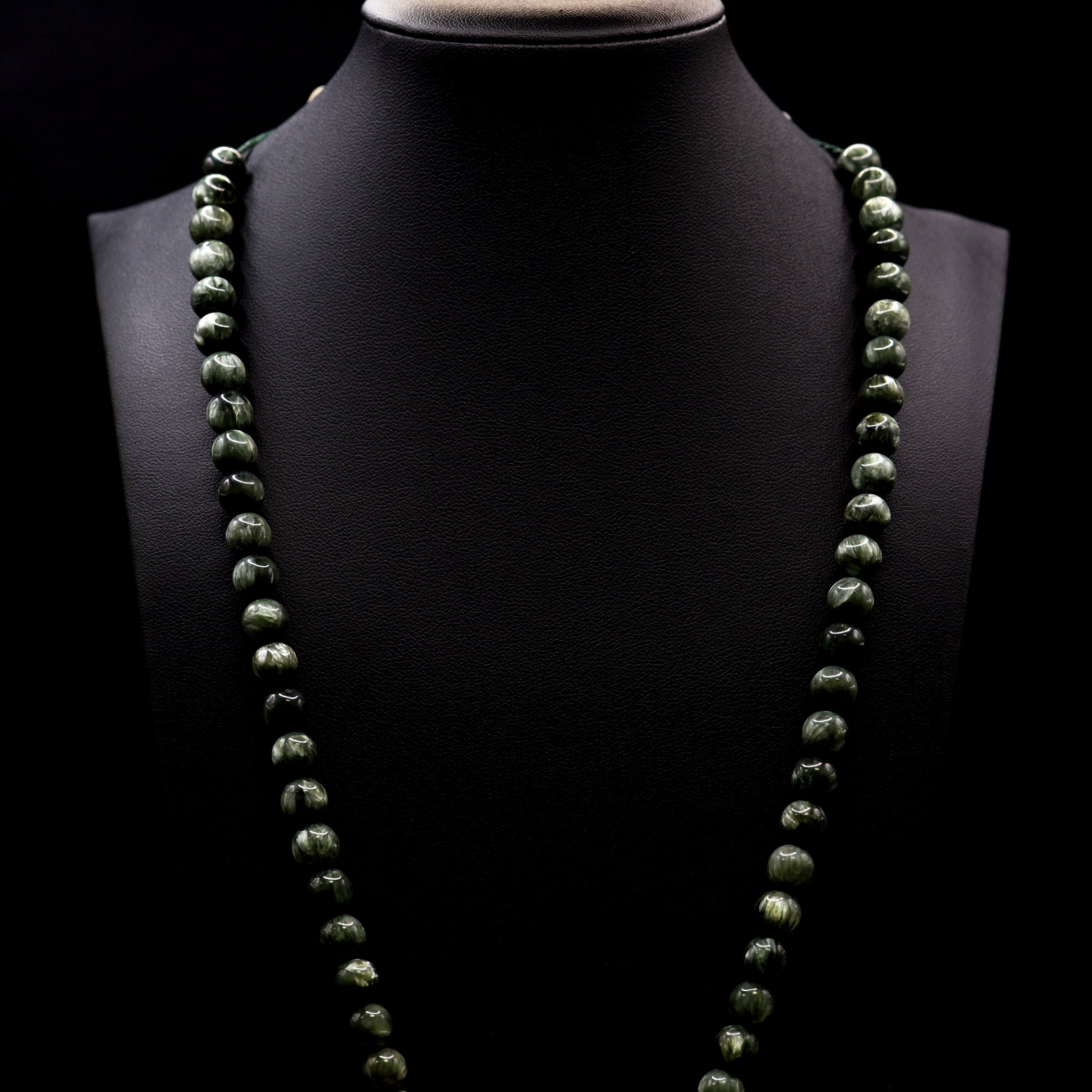 8mm Round Mixed Green Seraphinite Bead Strings