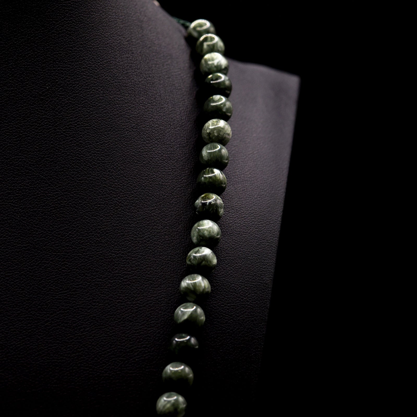 8mm Round Mixed Green Seraphinite Bead Strings