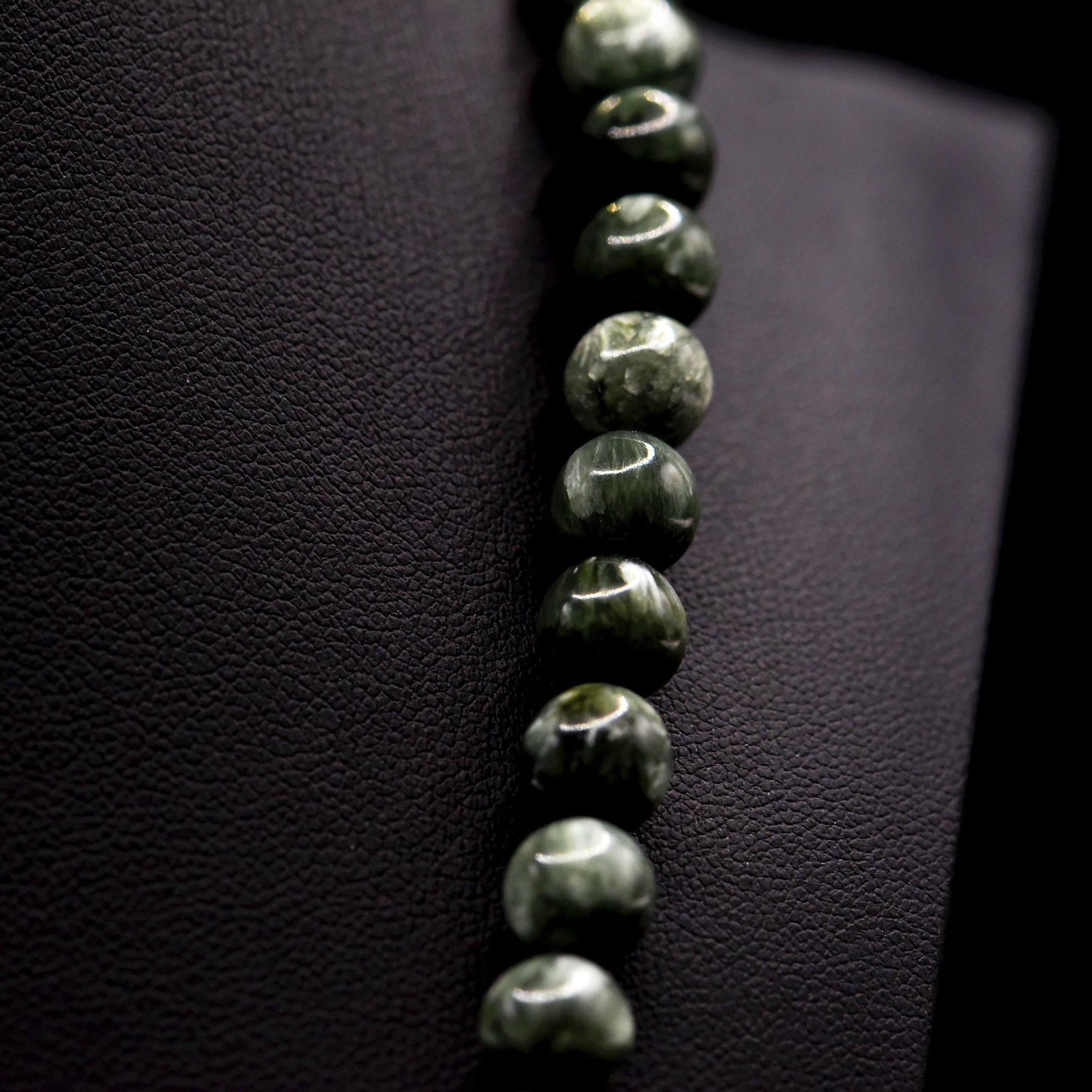 8mm Round Mixed Green Seraphinite Bead Strings