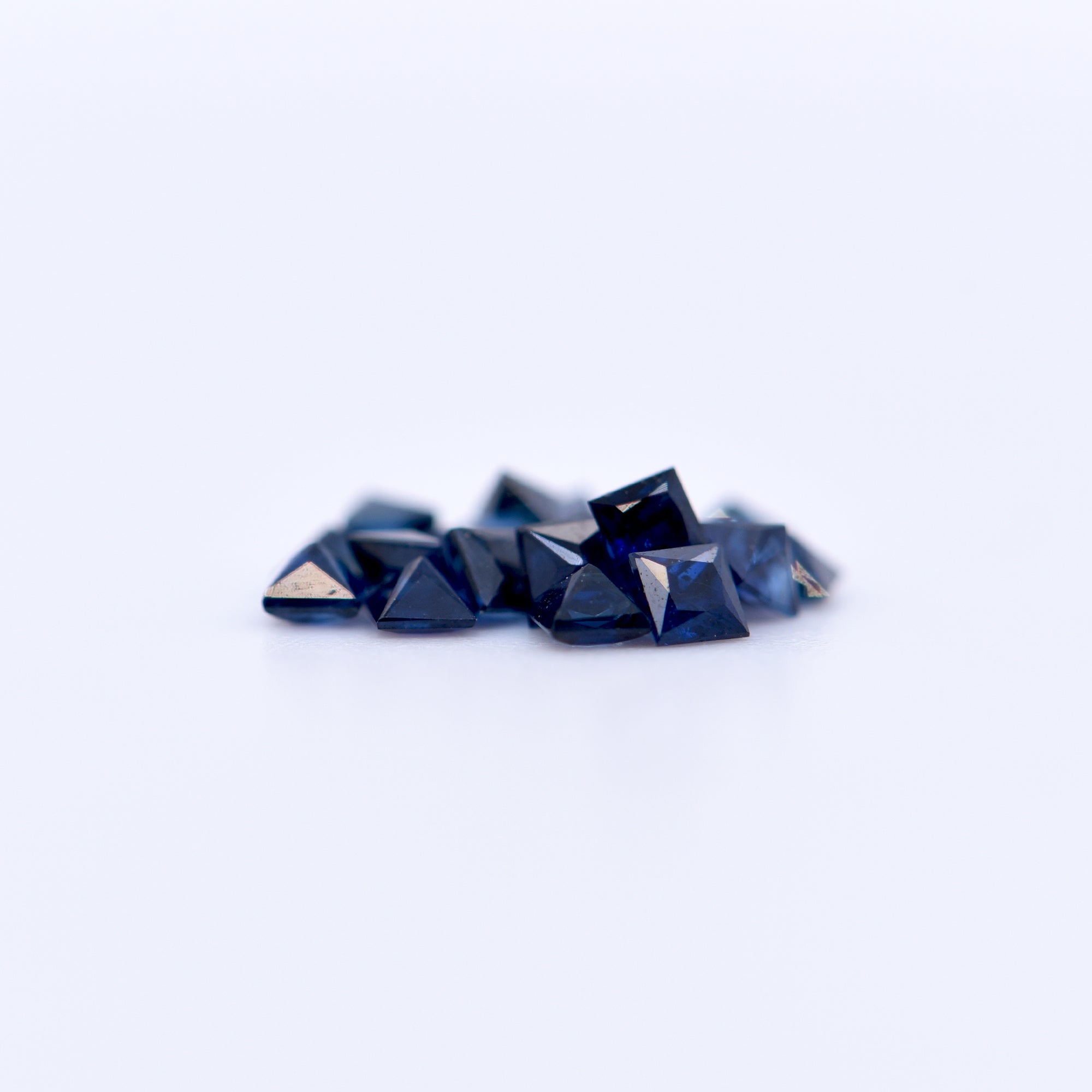 2x2 Square Princess Cut Blue Sapphires