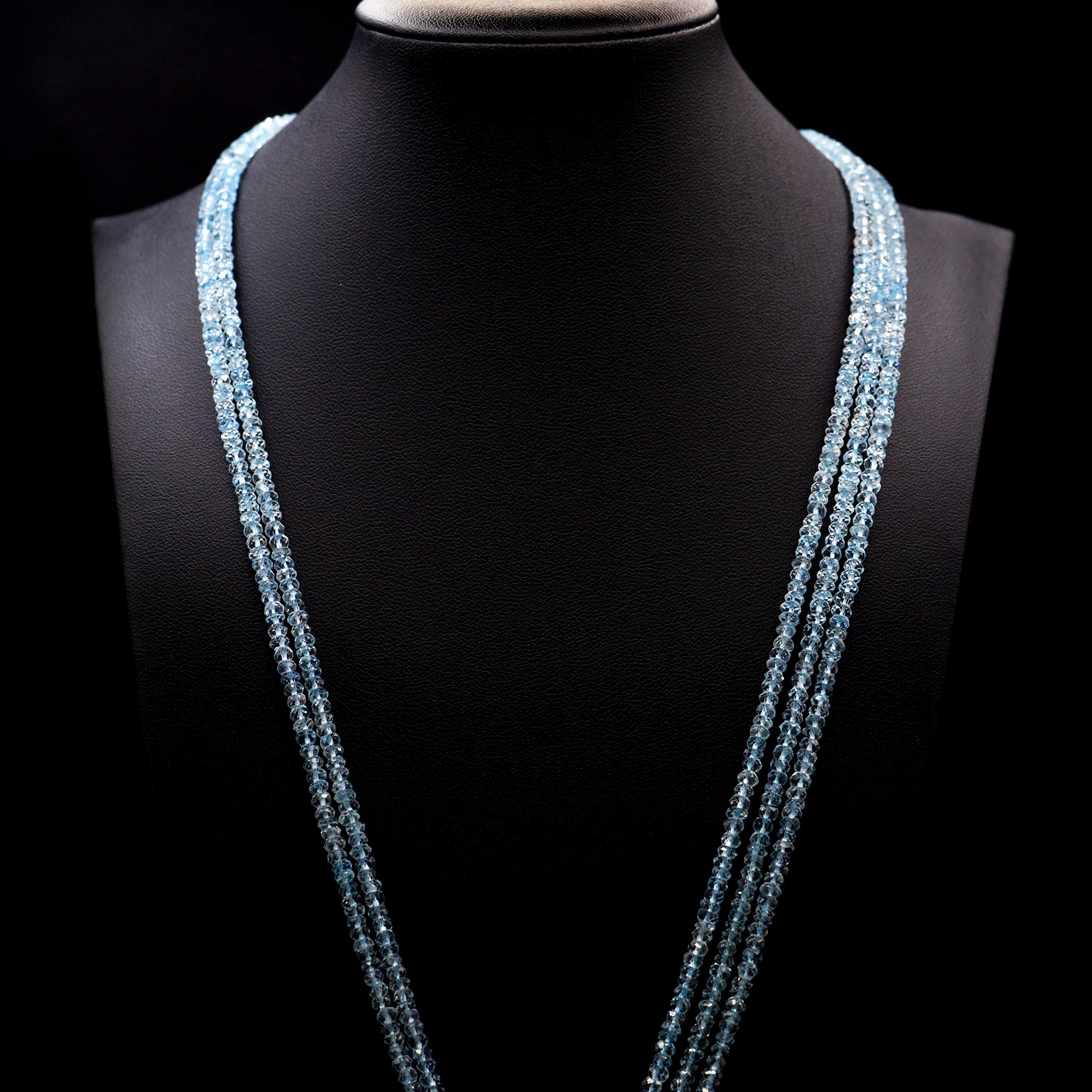 3.5mm Faceted Button Blue Topaz Bead Strings