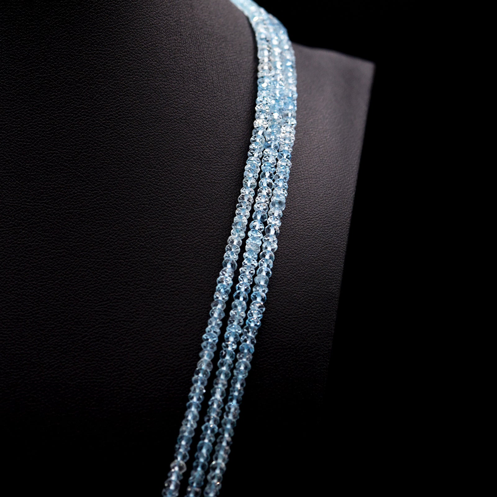 3.5mm Faceted Button Blue Topaz Bead Strings