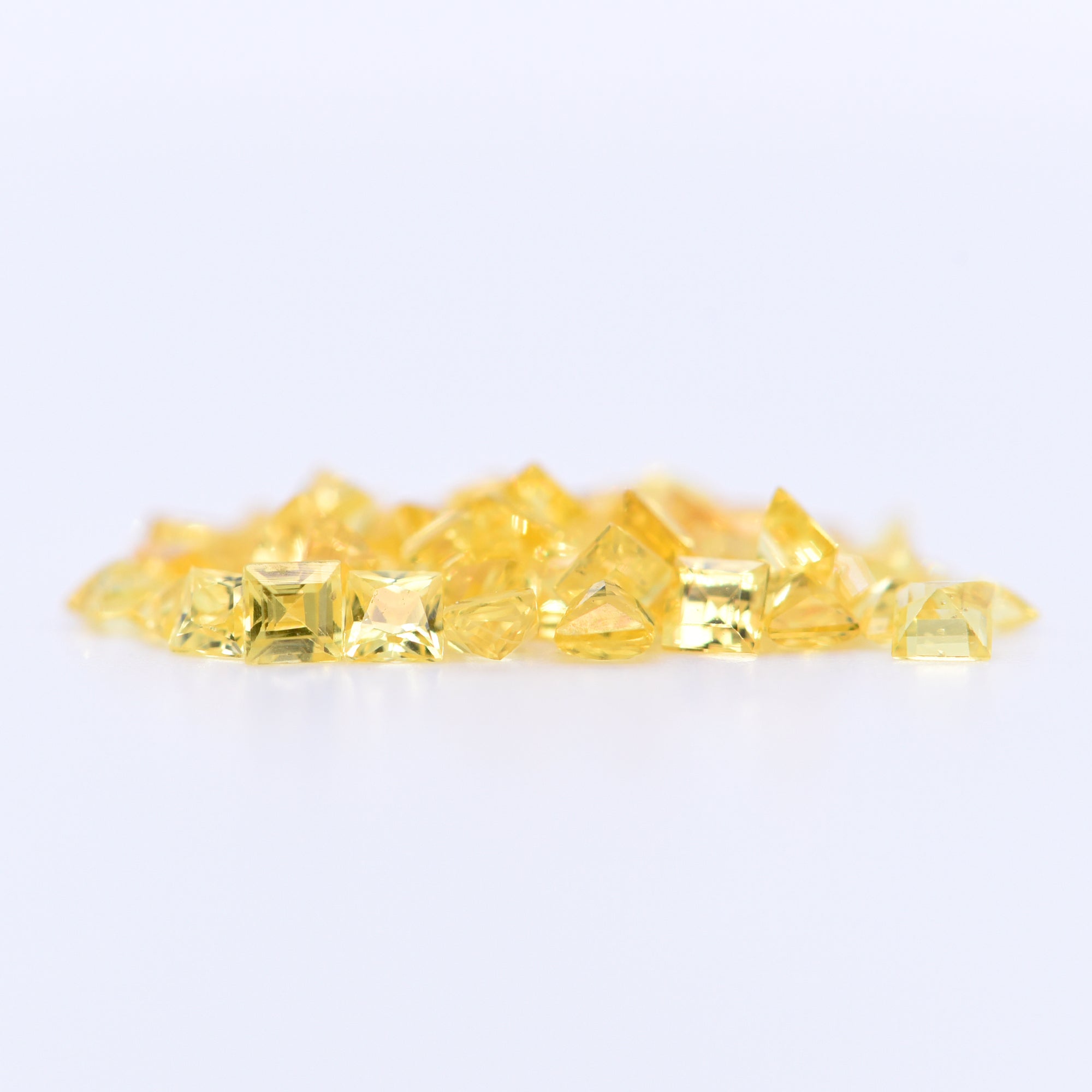 2x2 Square Step Cut Yellow Sapphires