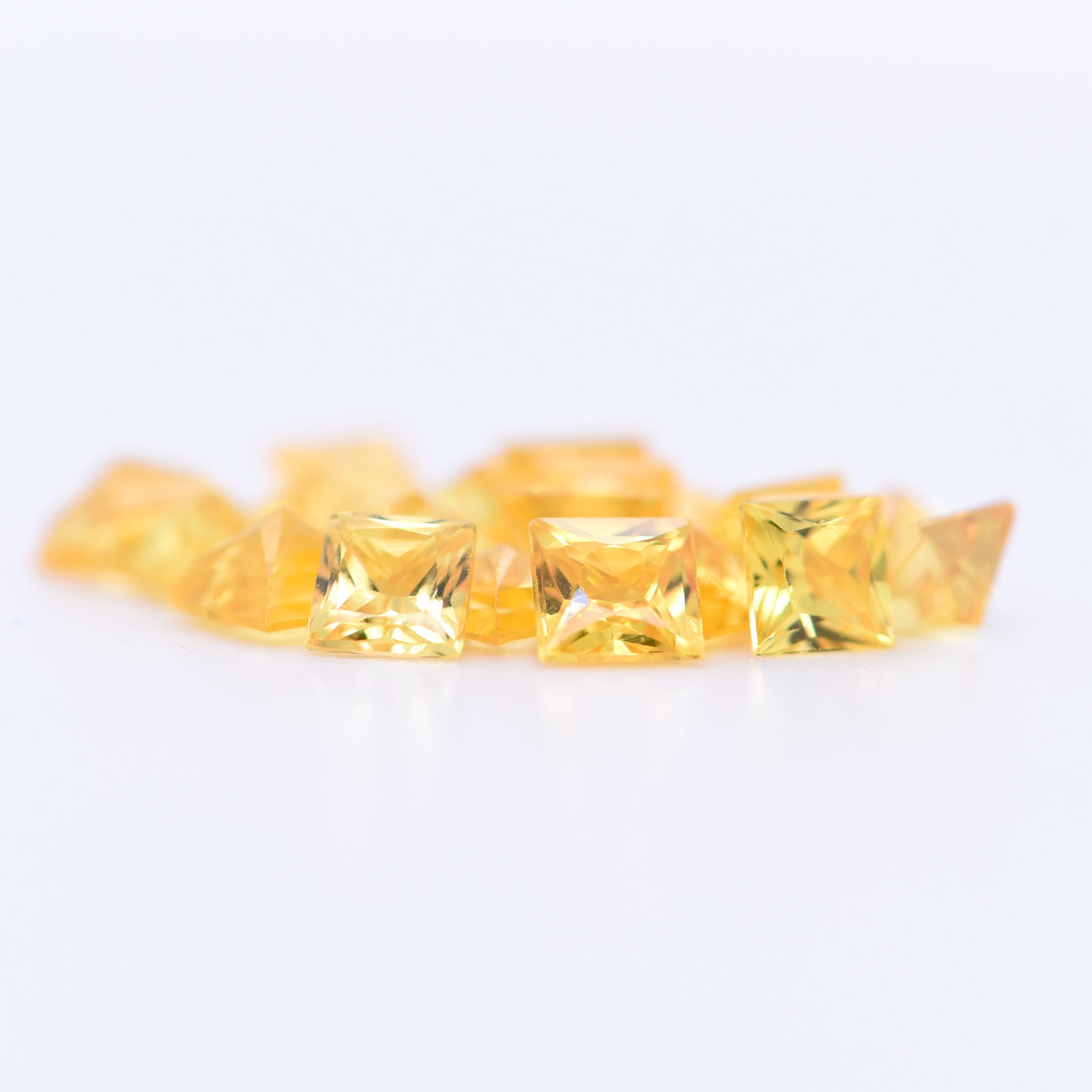 3x3 Square Princess Cut Yellow Sapphires